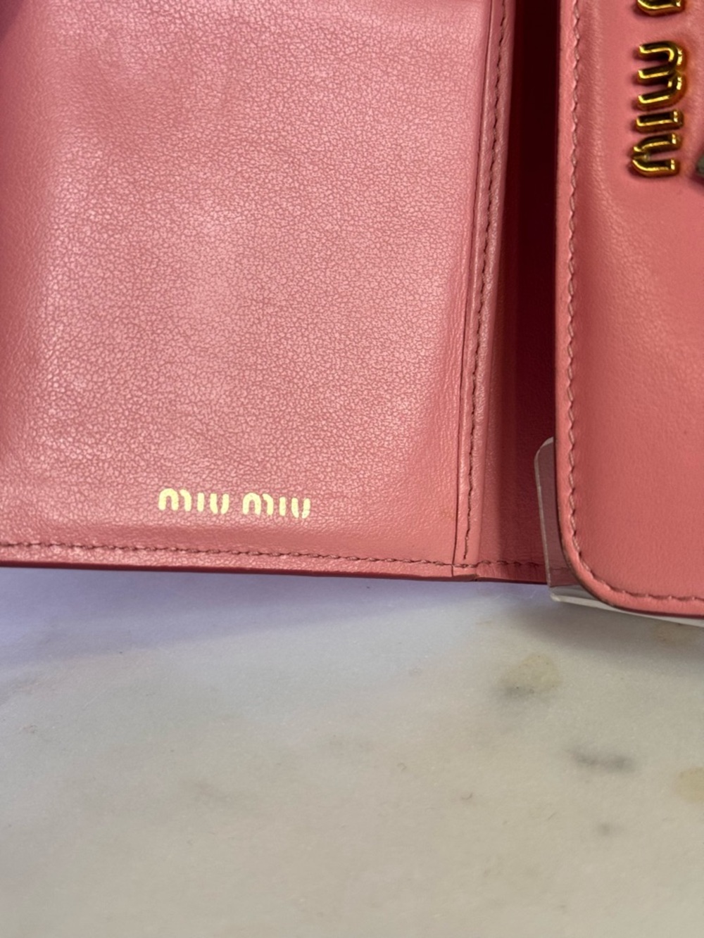 Miu Miu Pink Leather Bow Trifold Wallet EUC - Picture 12 of 13